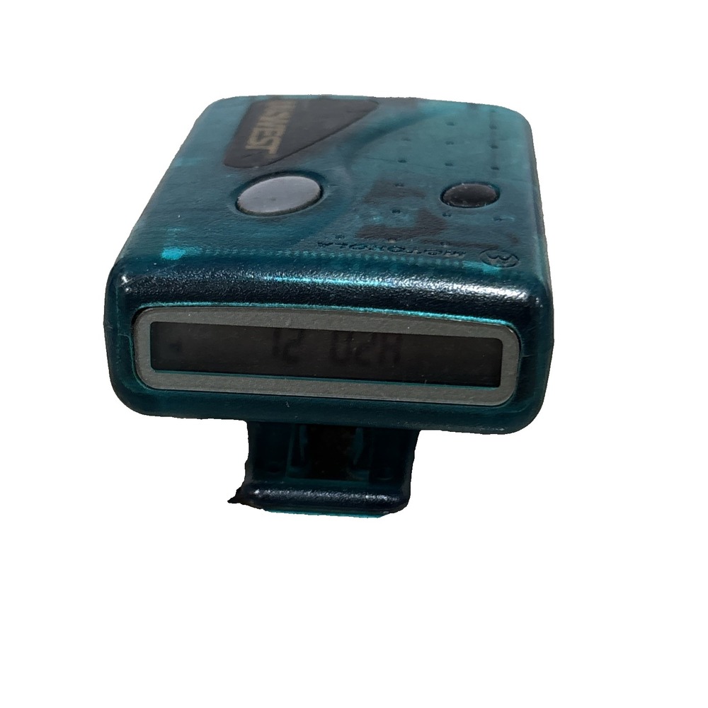 90s Vintage Motorola Beeper Pager - WORKS! Translucent Clear Teal Blue Aqua